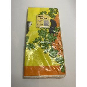 Vintage Halloween Black Kitty Cat Party Table Cover New Old Stock Gibson Usa